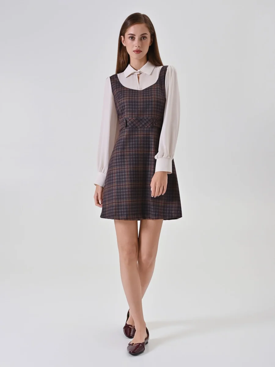 Abito Blusa Check Bordeaux – Image 4