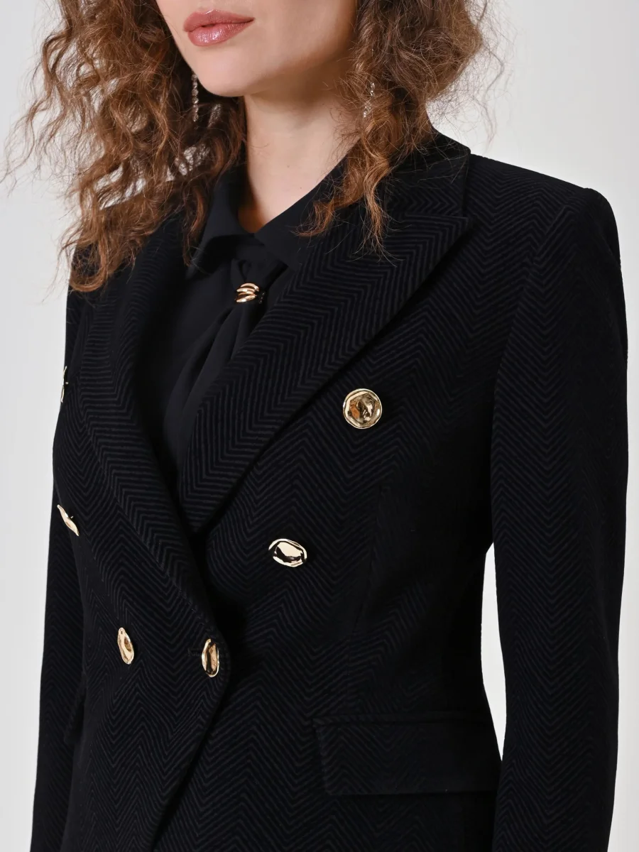 Giacca doppiopetto nera motivo chevron – Image 5