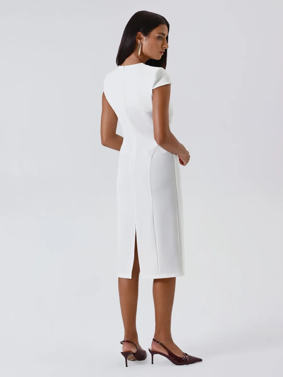 Tubino Bianco con Carré in Pizzo – Image 3