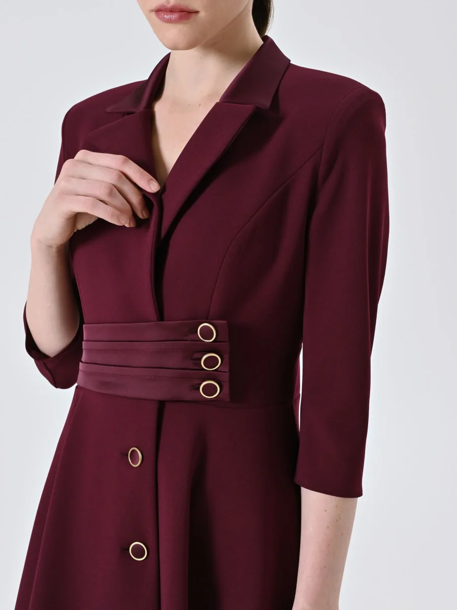Abito Giacca Bordeaux con Inserto in Raso – Image 3
