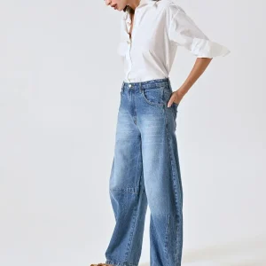 Jeans Baloon con Cuciture a Vista