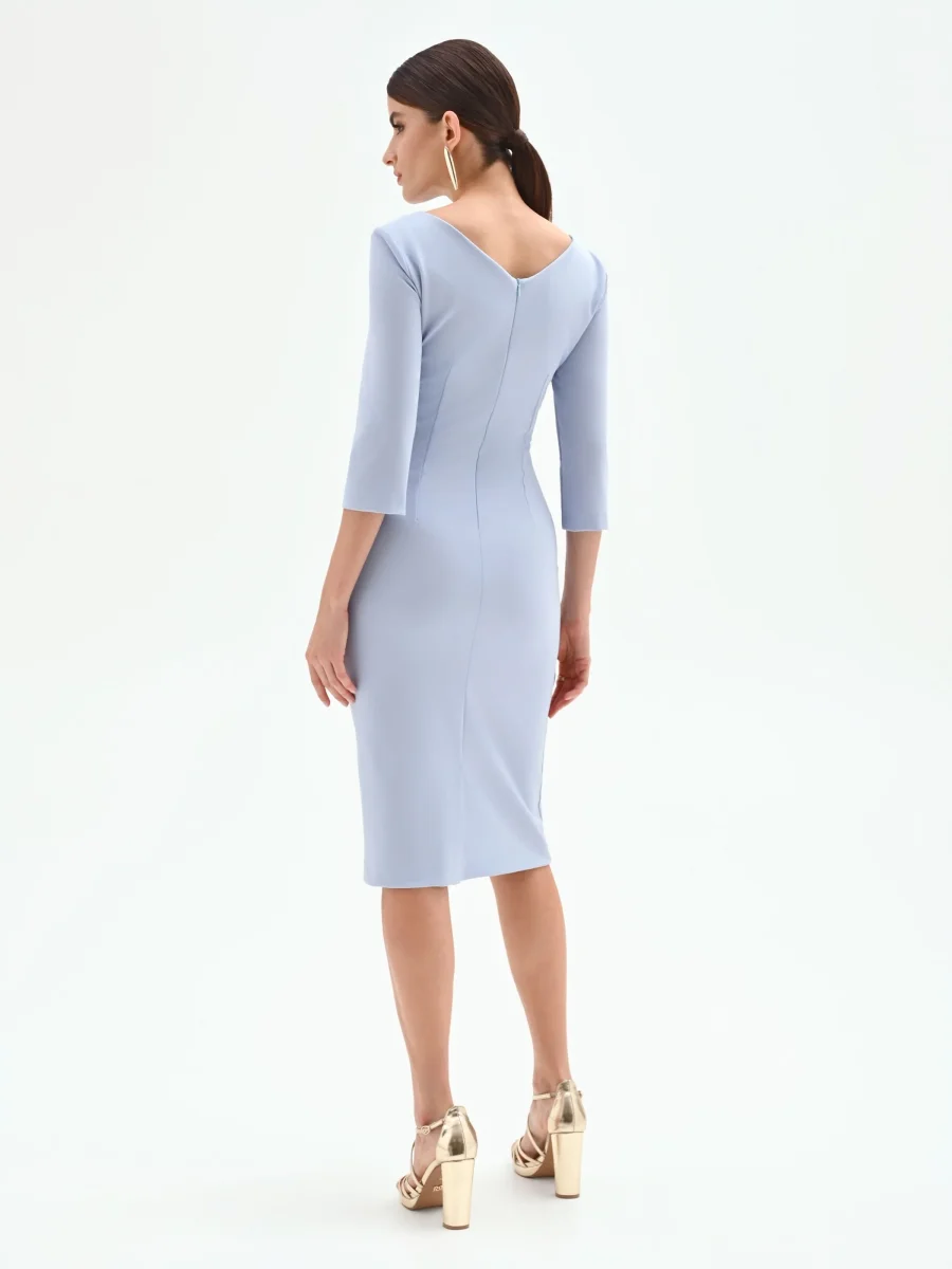 Abito tubino azzurro drappeggiato – Image 3