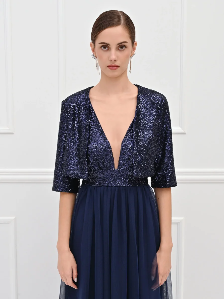 Coprispalle in paillettes blu – Image 5