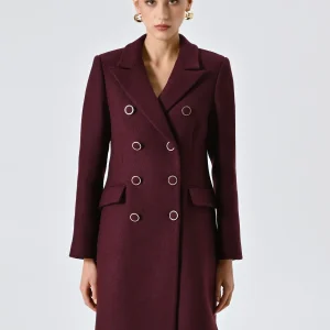 Cappotto Doppiopetto Bordeaux misto Lana