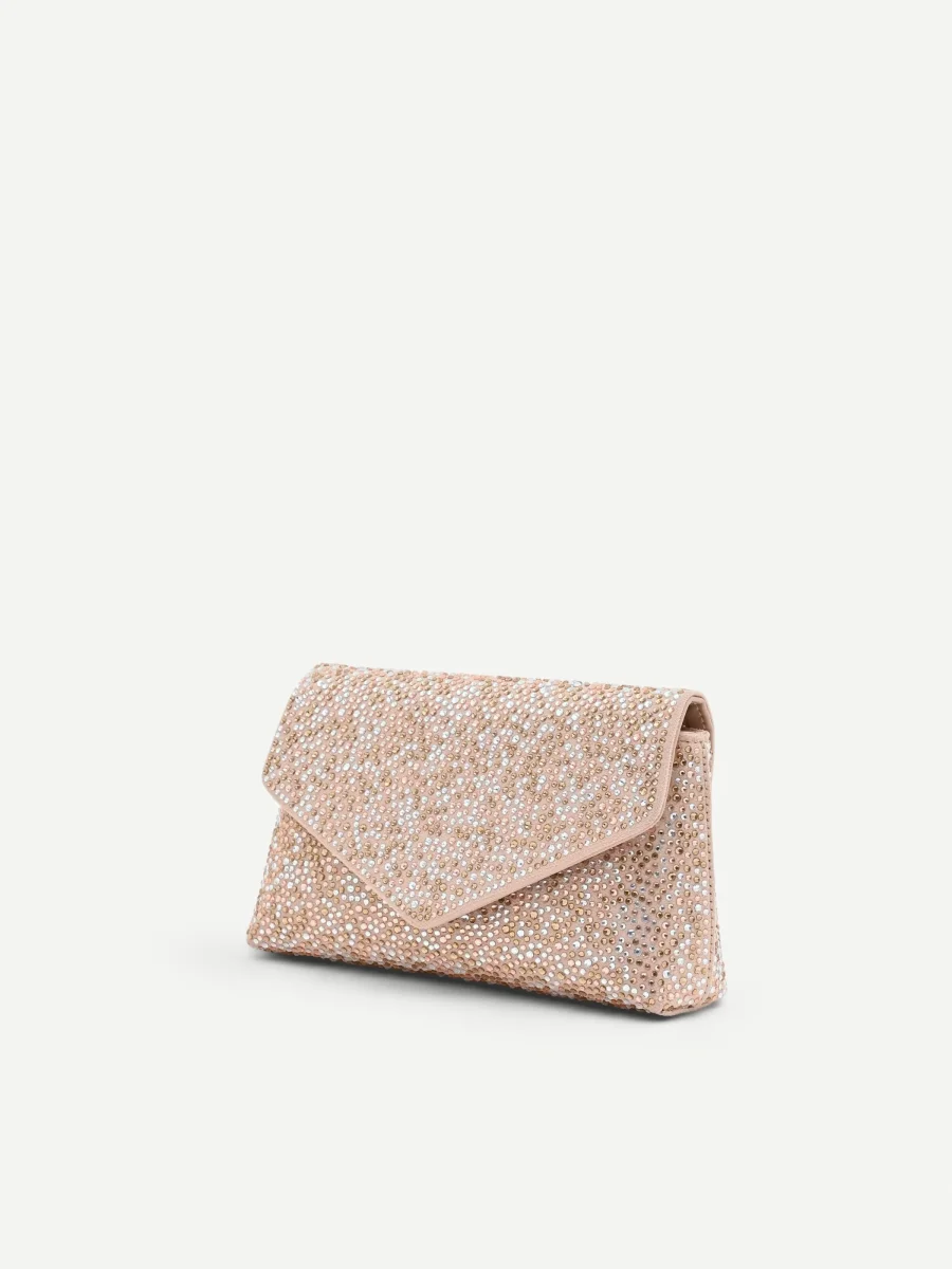 Pochette gioiello rosa cipria con strass all over – Image 4