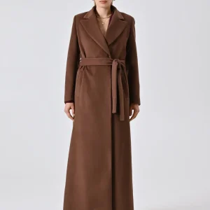 Cappotto Lungo Vestaglia Marrone Cioccolato