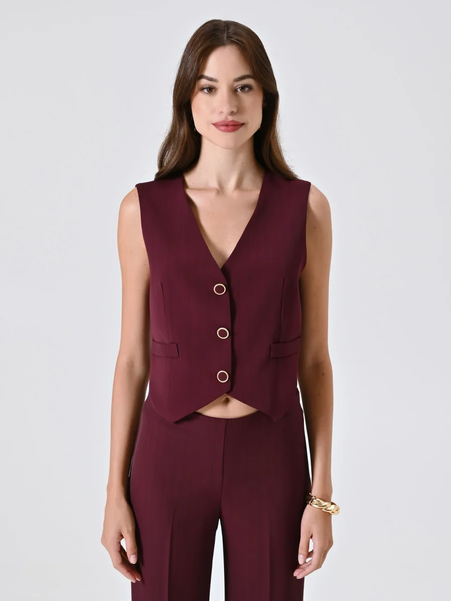 Gilet Bordeaux con Riga Nera – Image 6