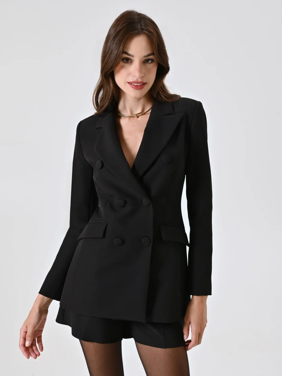 Giacca Nera Doppiopetto con Bottoni Ricoperti – Image 6