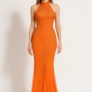 Robe Scintillante Orange Glamour Moderne