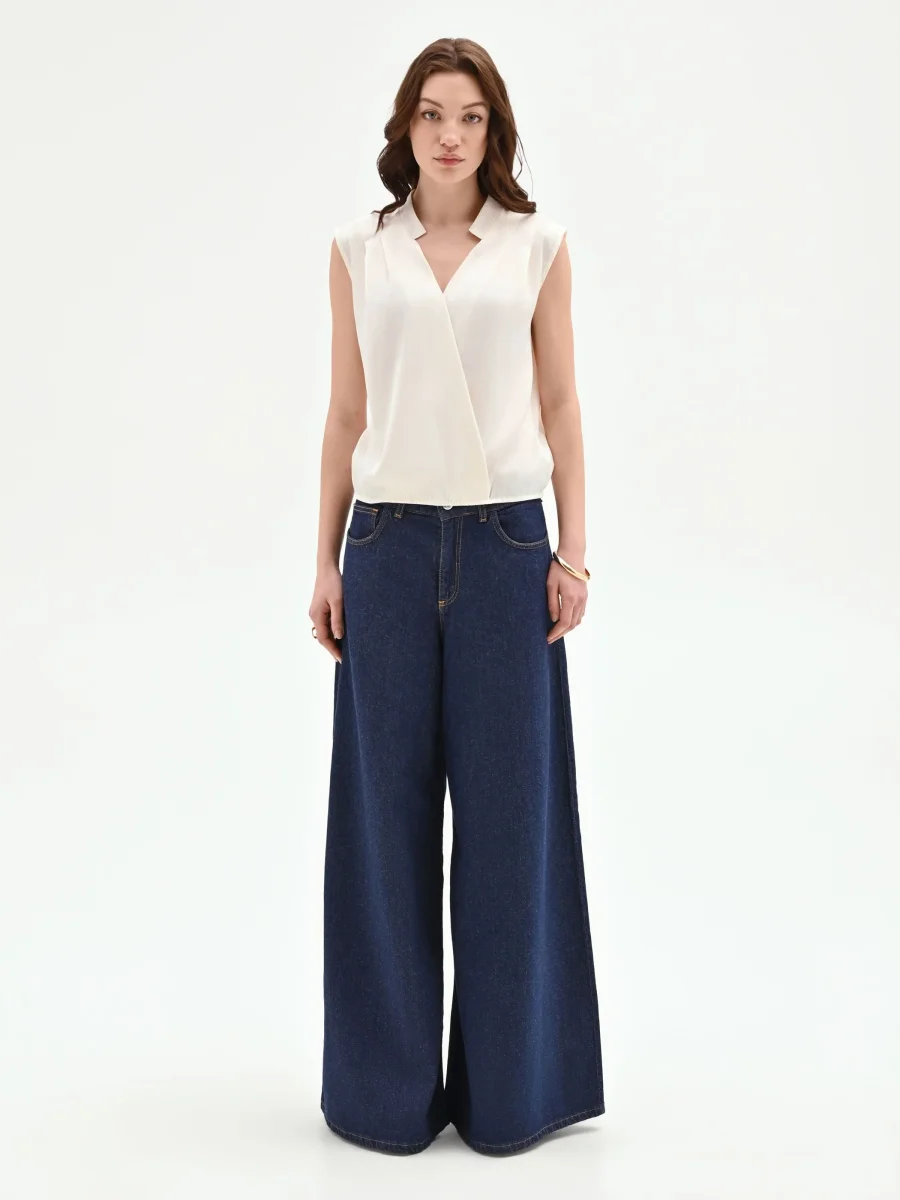 Top panna bianco in tweed stile gilet – Image 5