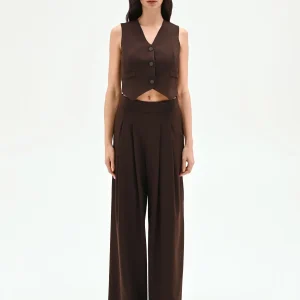 Gilet cropped moro marrone