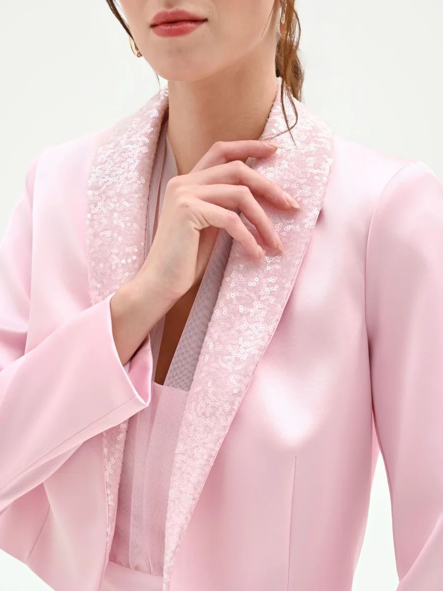 Giacca rosa pastello con paillettes – Image 6