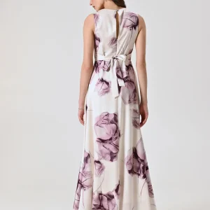 Abito Lungo stampa Floreale Rosa Malva