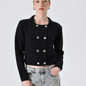 Giacca Doppiopetto Blu in Maglia