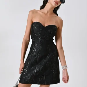 Abito Nero a Ruota disegno Floreale