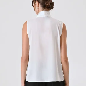 Top Bianco con Fiocco e Pieghe Cucite