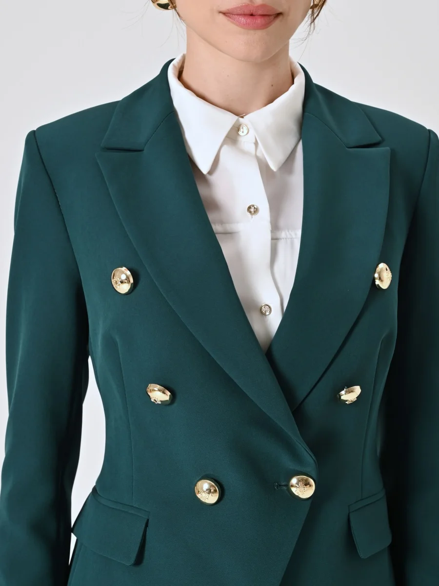 Giacca Doppiopetto Verde in Tessuto Tecnico – Image 5