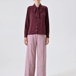 Blusa Bordeaux  in Raso con Fiocco