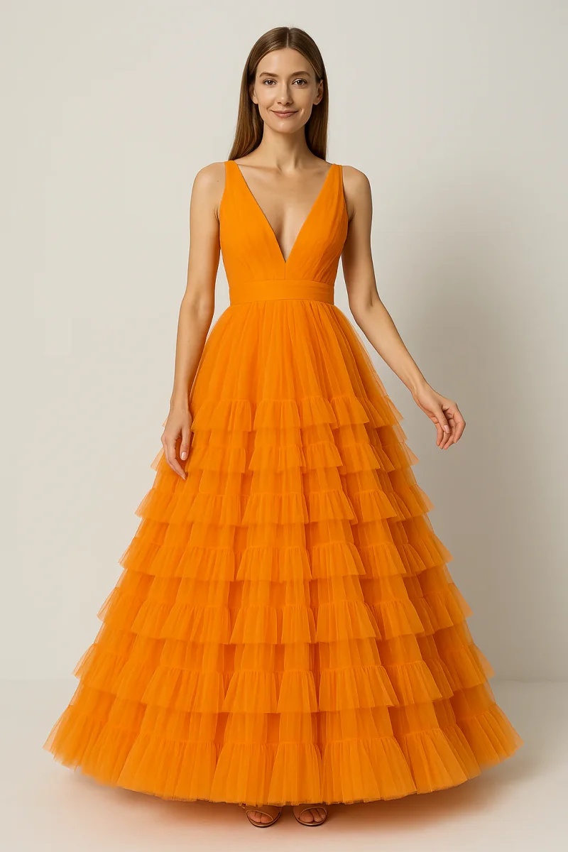 Robe Longue Été Orange – Image 2