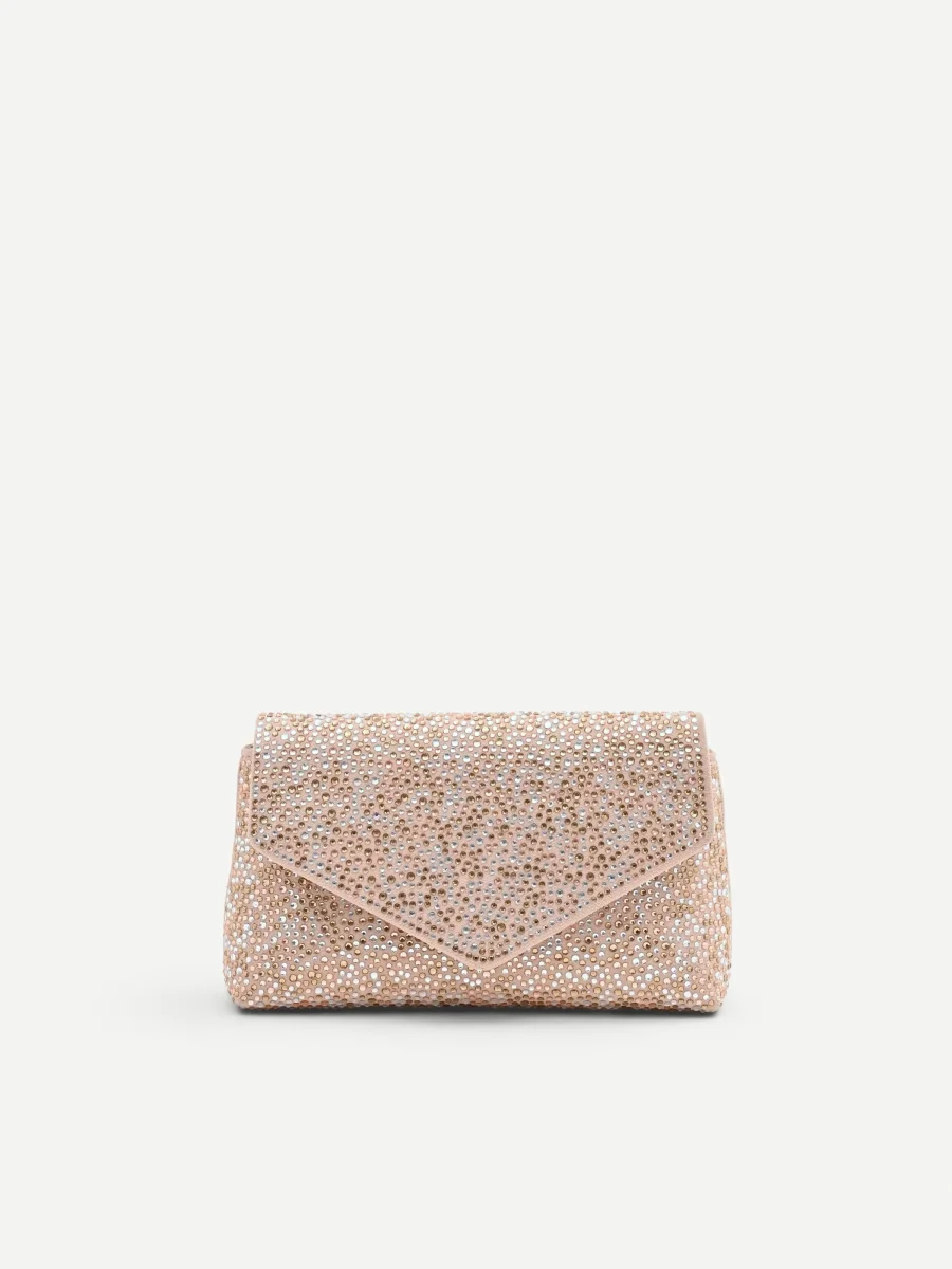 Pochette gioiello rosa cipria con strass all over – Image 5