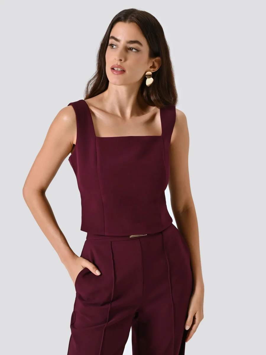 Top in Tessuto Tecnico Bordeaux – Image 4