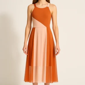 Robe Orange Et Rose Femme