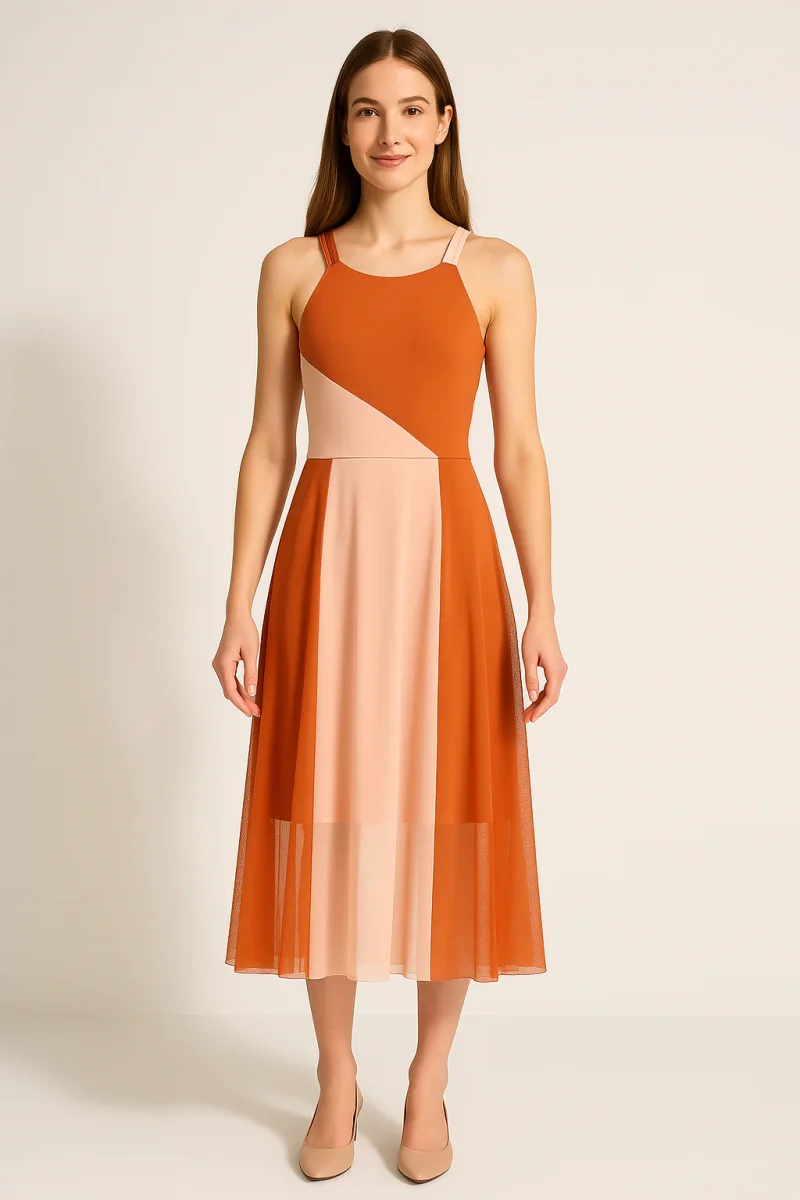 Robe Orange Et Rose Femme