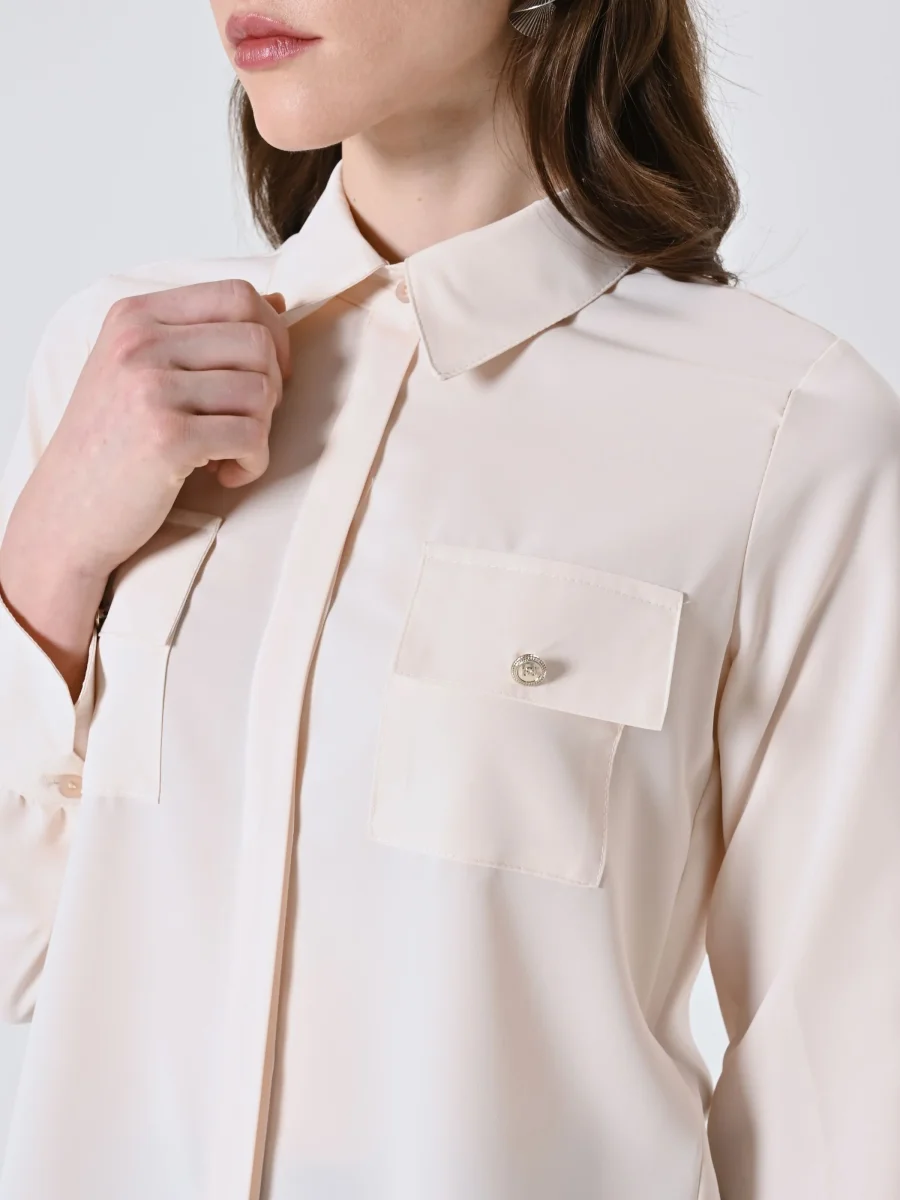Camicia Bianca con Utility Pockets – Image 5