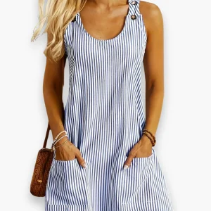 Robe Rayée Sans Manches pour Femme | Chic et Confort