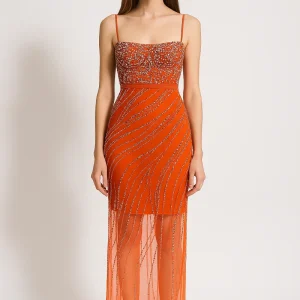 Robe Orange Pailleté