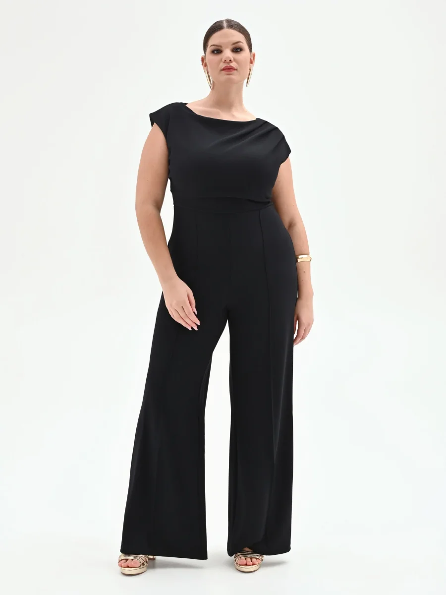 Tuta nera curvy con scollo asimmetrico – Image 5