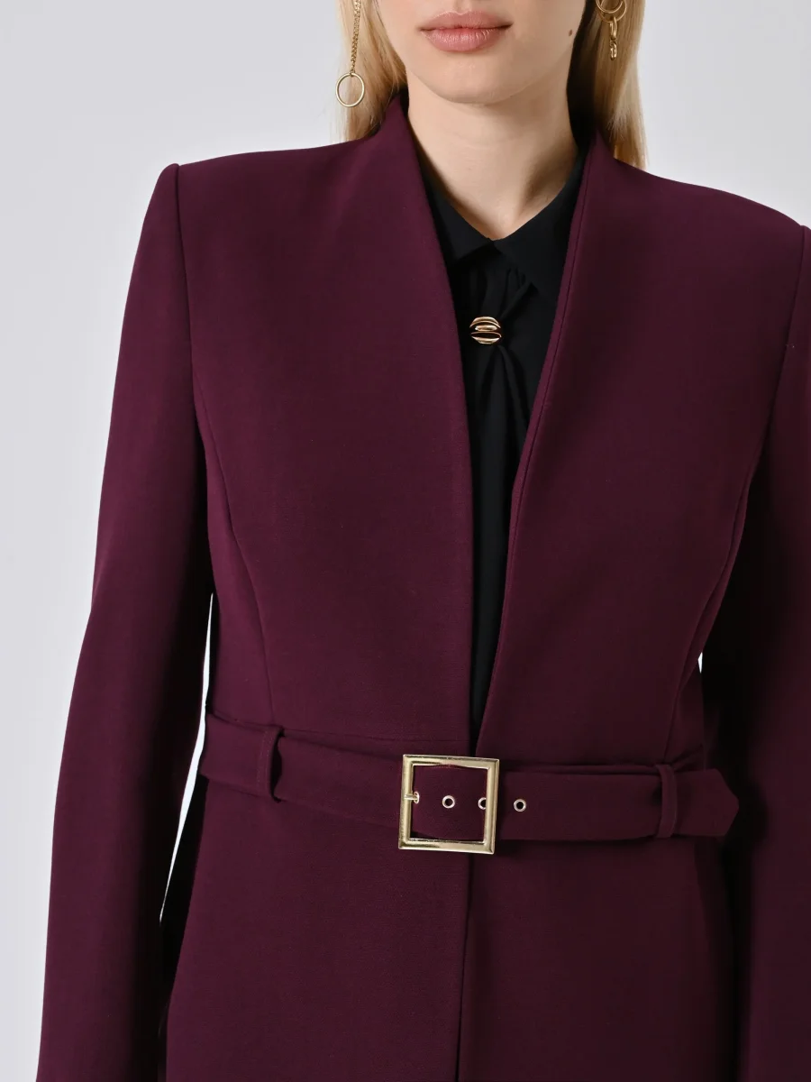 Spolverino Bordeaux con Fibbia Geometrica – Image 4