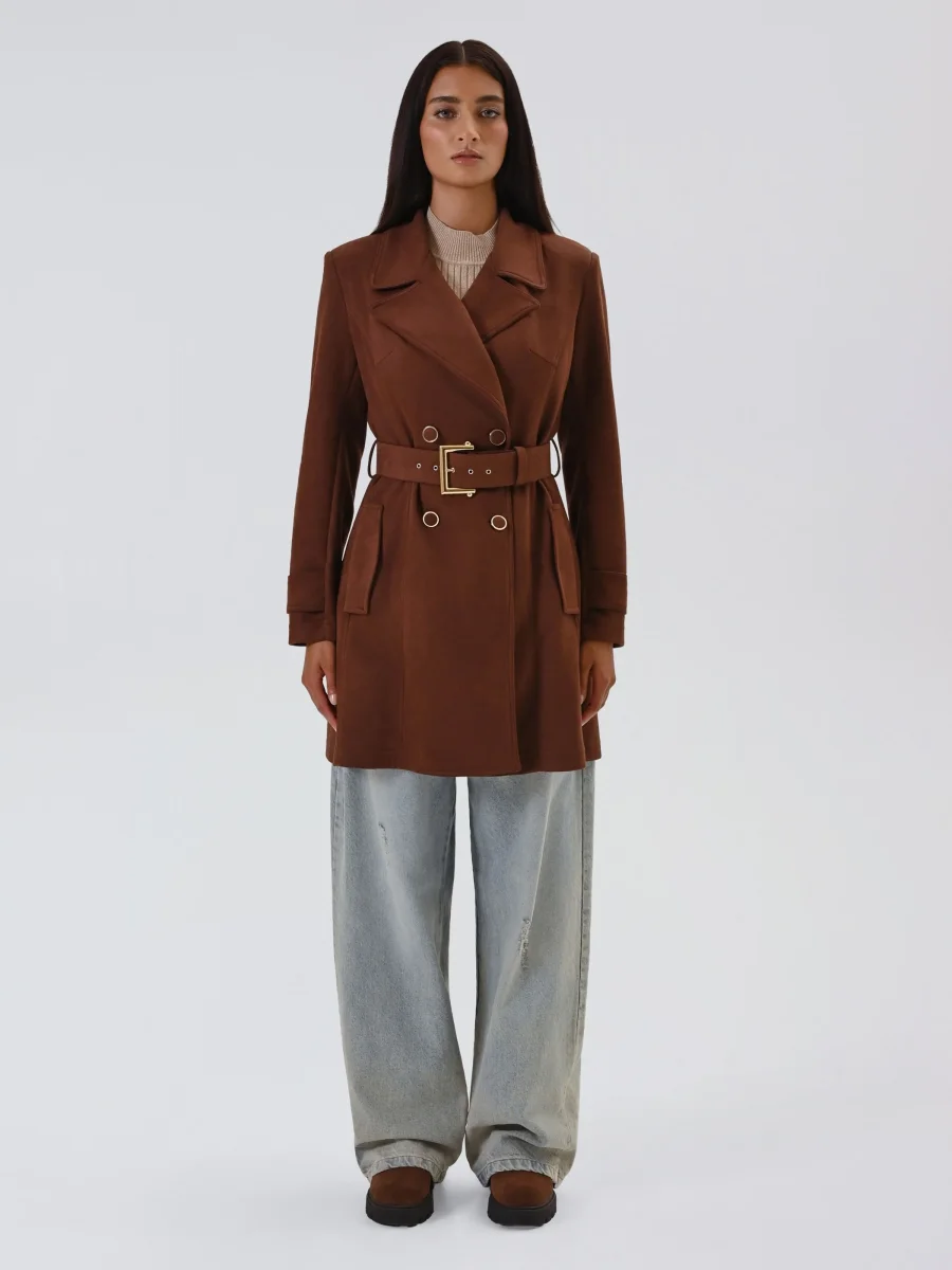 Trench Marrone effetto Camoscio – Image 6