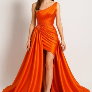 Robe Orange Asymétrique Glamour Chic