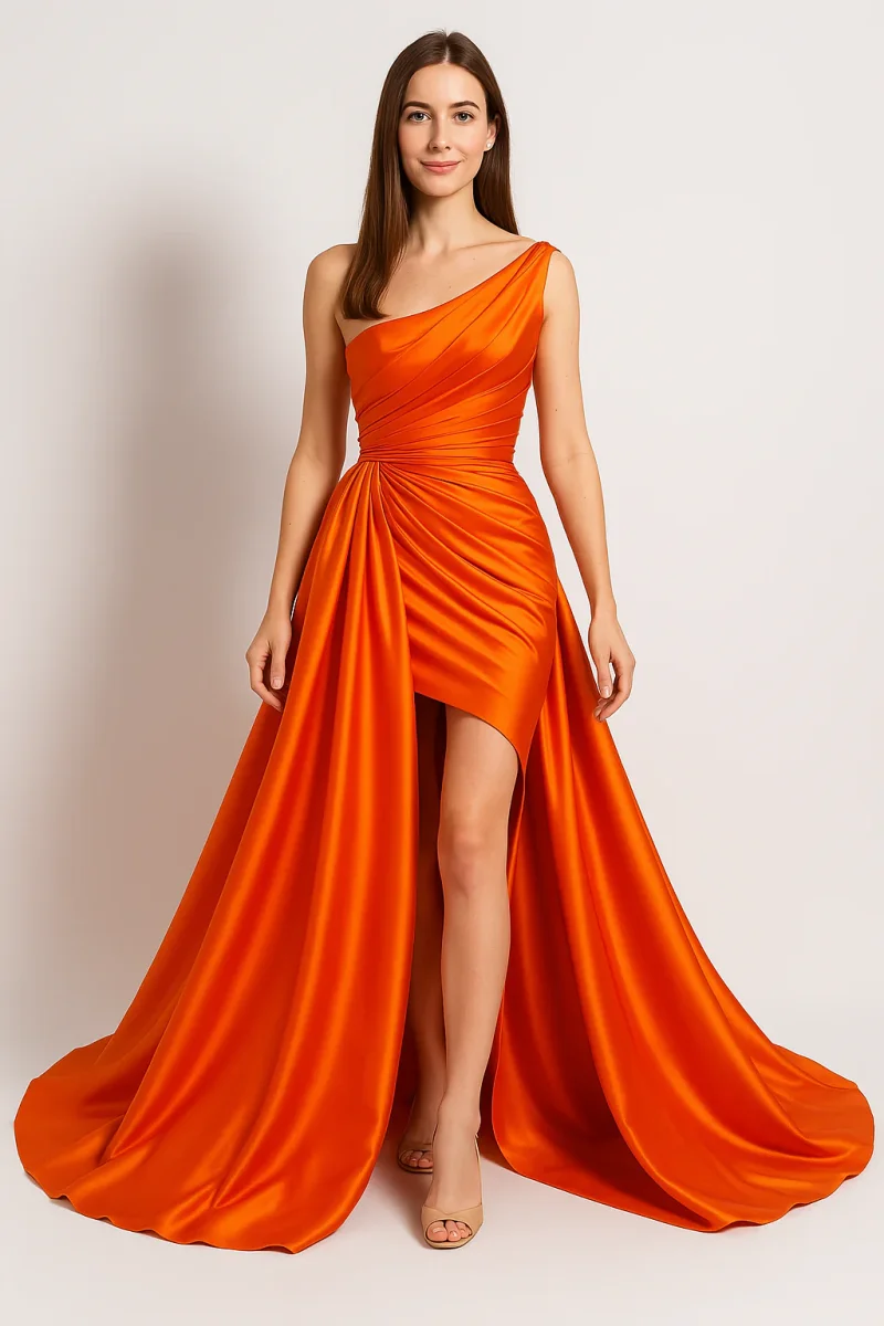 Robe Orange Asymétrique Glamour Chic – Image 2