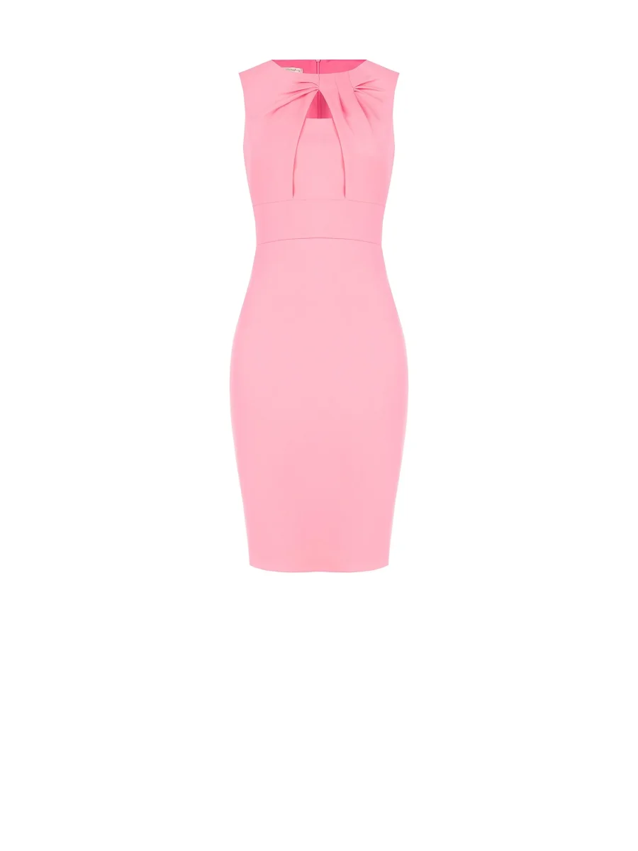 Abito tubino rosa con nodo e cut-out – Image 6