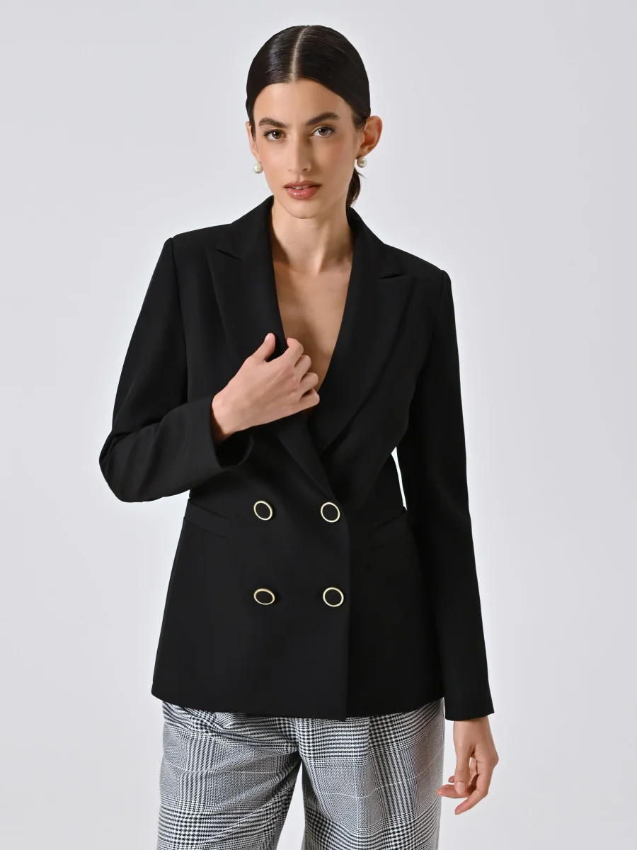 Giacca Nera Doppiopetto con Bottoni Cerchiati – Image 3
