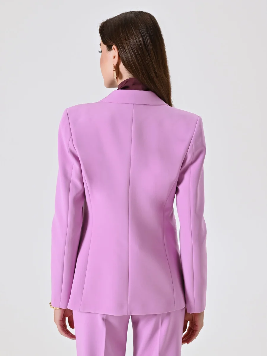 Giacca Monopetto in Tessuto Tecnico Rosa Orchidea – Image 5