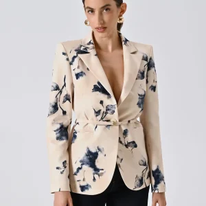 Giacca stampa Floreale con Cintura Sottile