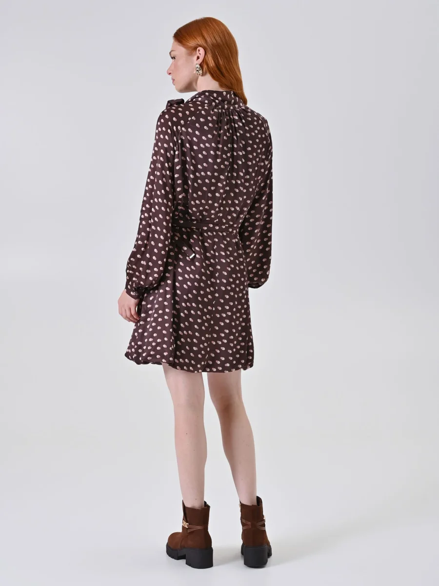 Abito chemisier a pois cioccolato con fusciacca – Image 3