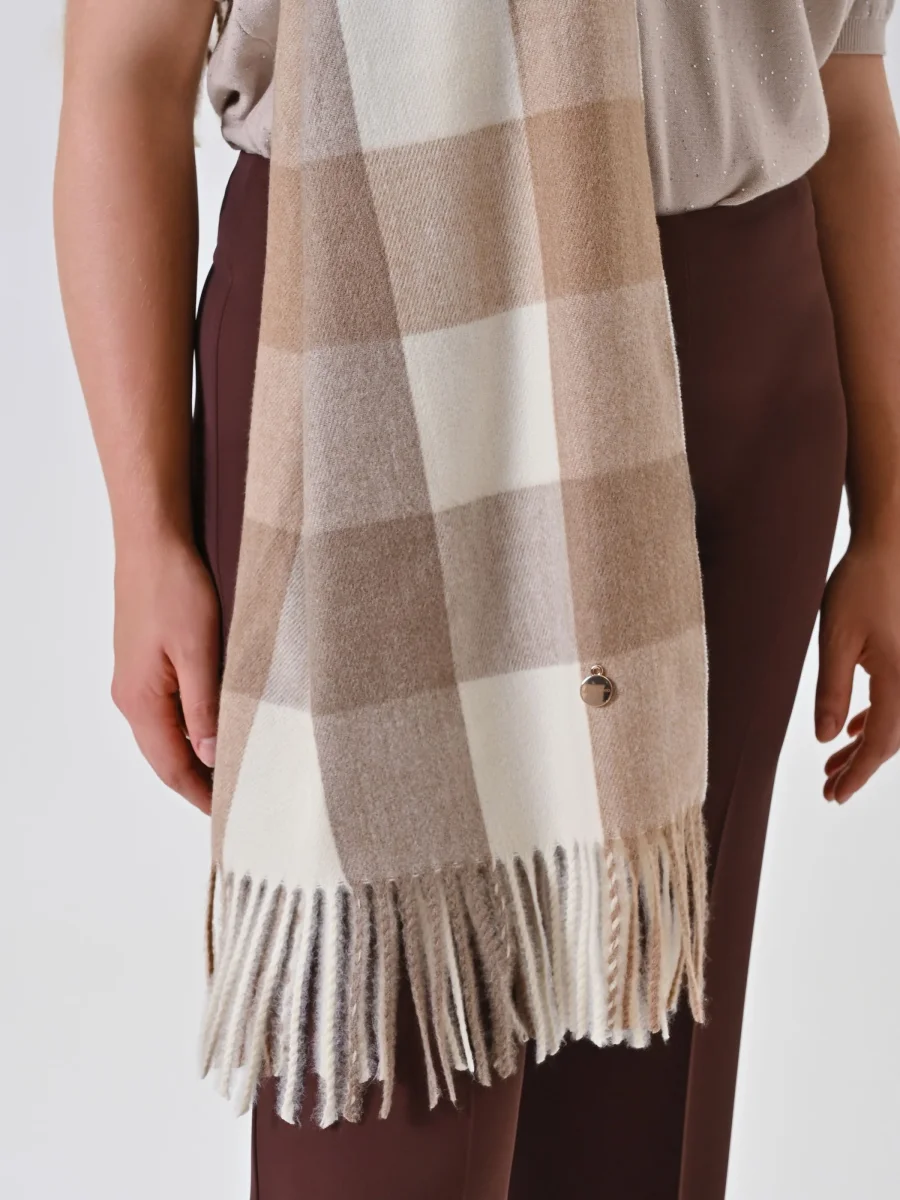 Sciarpa Check Beige & Panna – Image 4