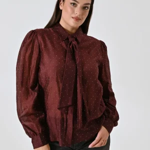 Camicia Curvy Bordeaux con Strass