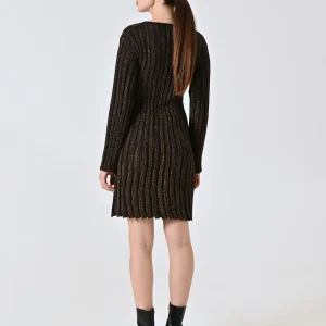 Abito in Maglia con Filo Lurex Oro