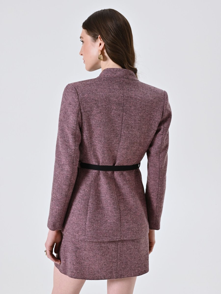 Cappotto Rosa in Tessuto Spinato – Image 3