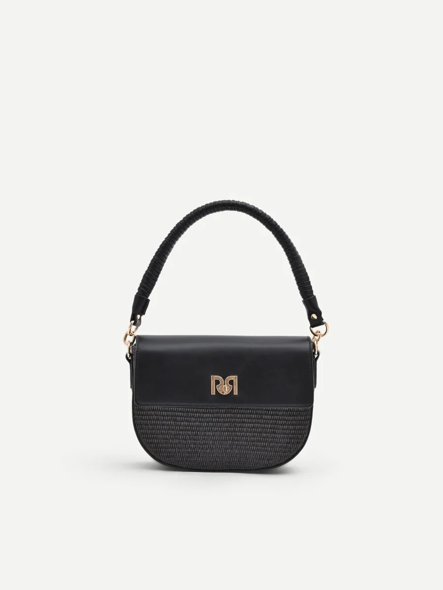 Borsa sella nera con finiture effetto pelle – Image 5