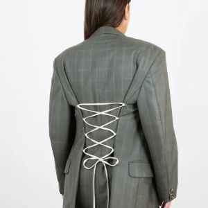 Blazer Corset Gris à carreaux