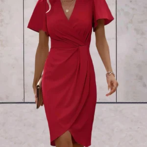 Nathalie - Robe Portefeuille Midi Chic