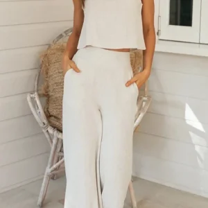 Gaëtane - Ensemble En Lin (Chemise + Pantalon) Idéal Pour L’Été