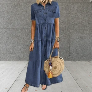 Clara - Robe Maxi en Denim d'Été