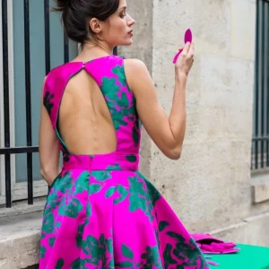 La Renversante couleur sans manches - Jacquard Fushia & Vert - Modèle en stock